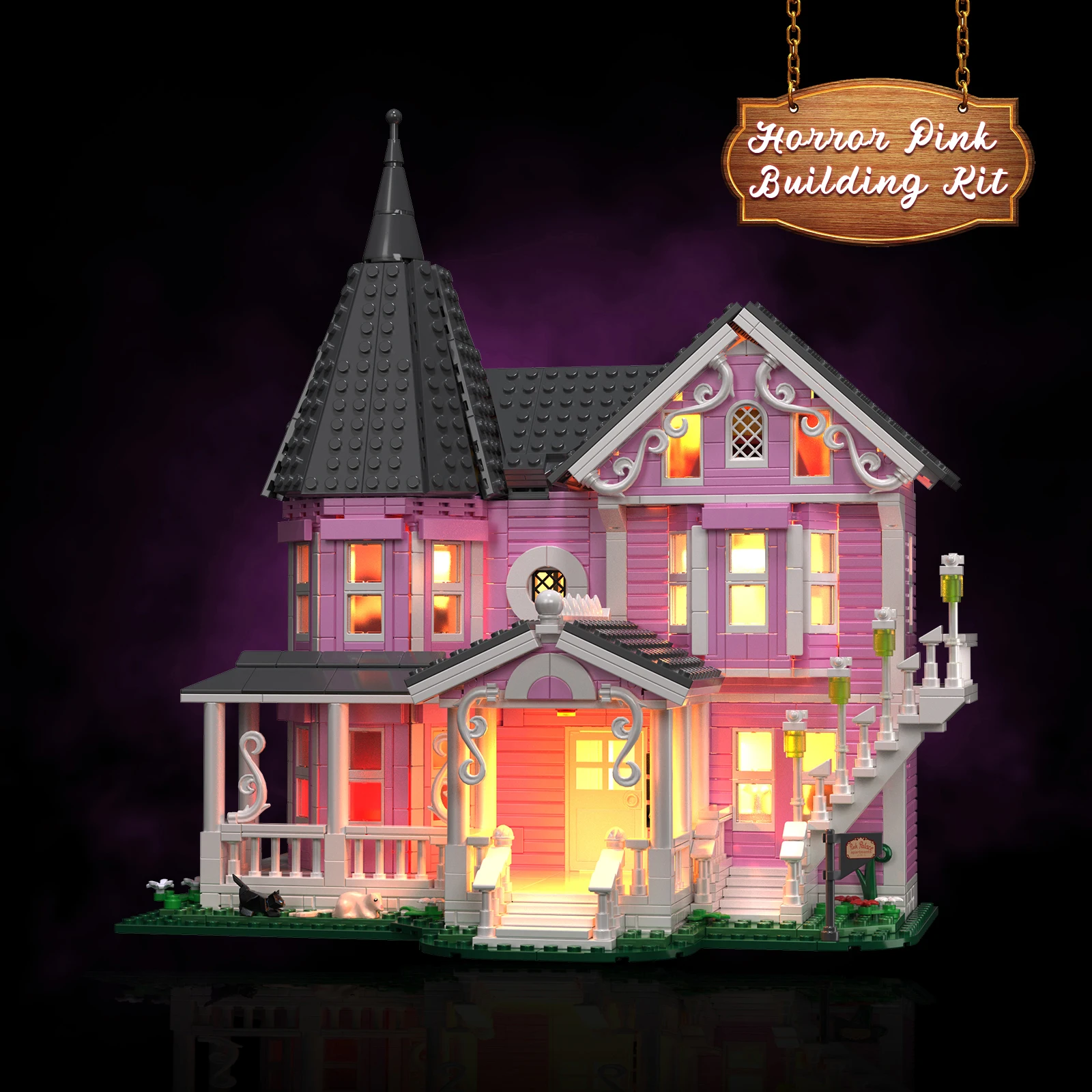 Pink Palace Apartment Building Block Set Ideas Movie Architecture Model Toys for Boys and Girls Christmas Gifts