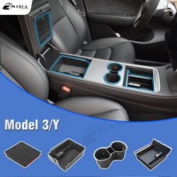 For Tesla Model 3 Y 2017- 2020 2021 2022 2023 Storage Box Central Armrest Center Console Cup Holder Organizer Car Accessories