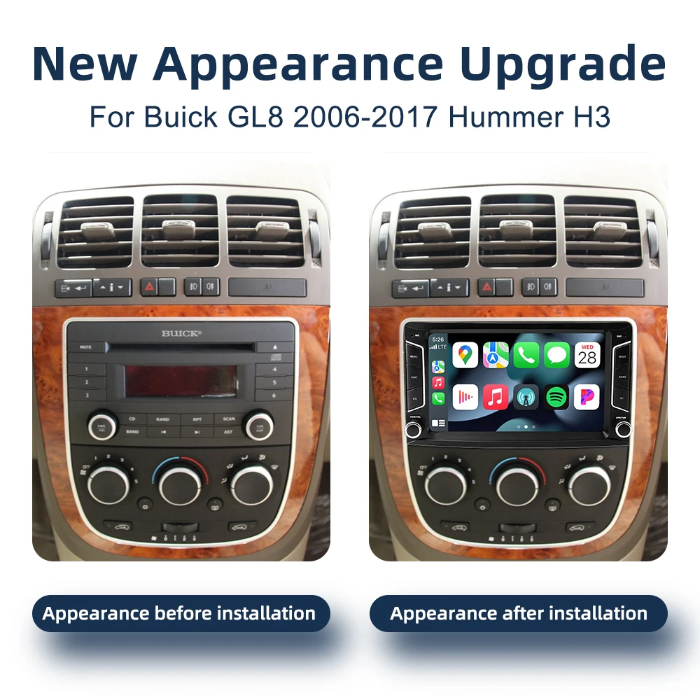 CarPlay Android 14.0 Car Radio For Buick GL8 2006-2017 Hummer H3 GPS Navigation 4G WiFi Bluetooth RDS Car Multimedia Player