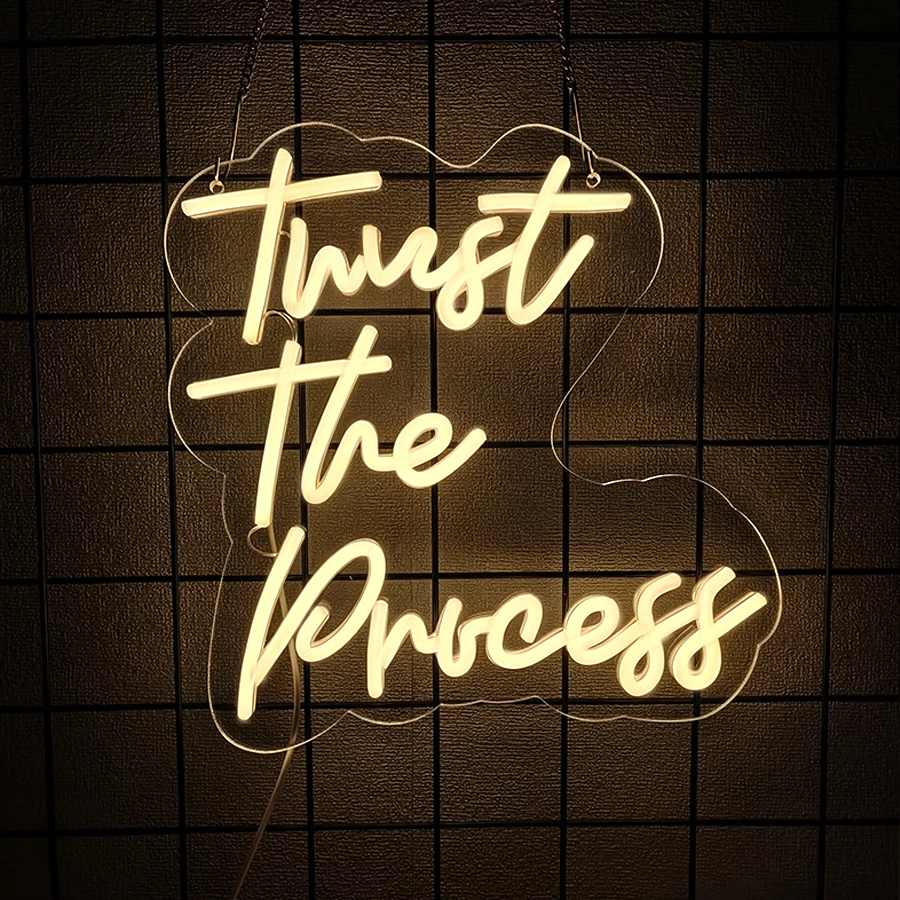 Trust The Process Neon Sign For Wall Decor,Light Up Sign For Bedroom,Classroom,Living Room Decor,Study Room,Gym,Birthday Gift