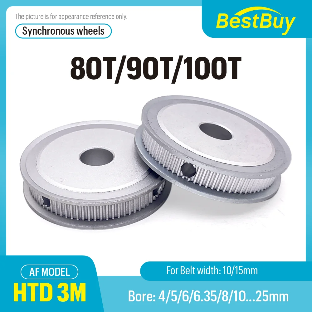 

HTD 3M 80T/90T/100Teeth Synchronizing Wheel Bore 4-25mm Timing Belt Width 10/15mm 3D printer CNC Parts