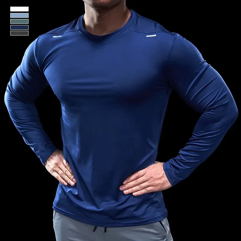 Men's Sports official-website Gym Fitness Clothes Special Casual Thin Slim Quick-drying Long-sleeved T-shirt Running Men's Style