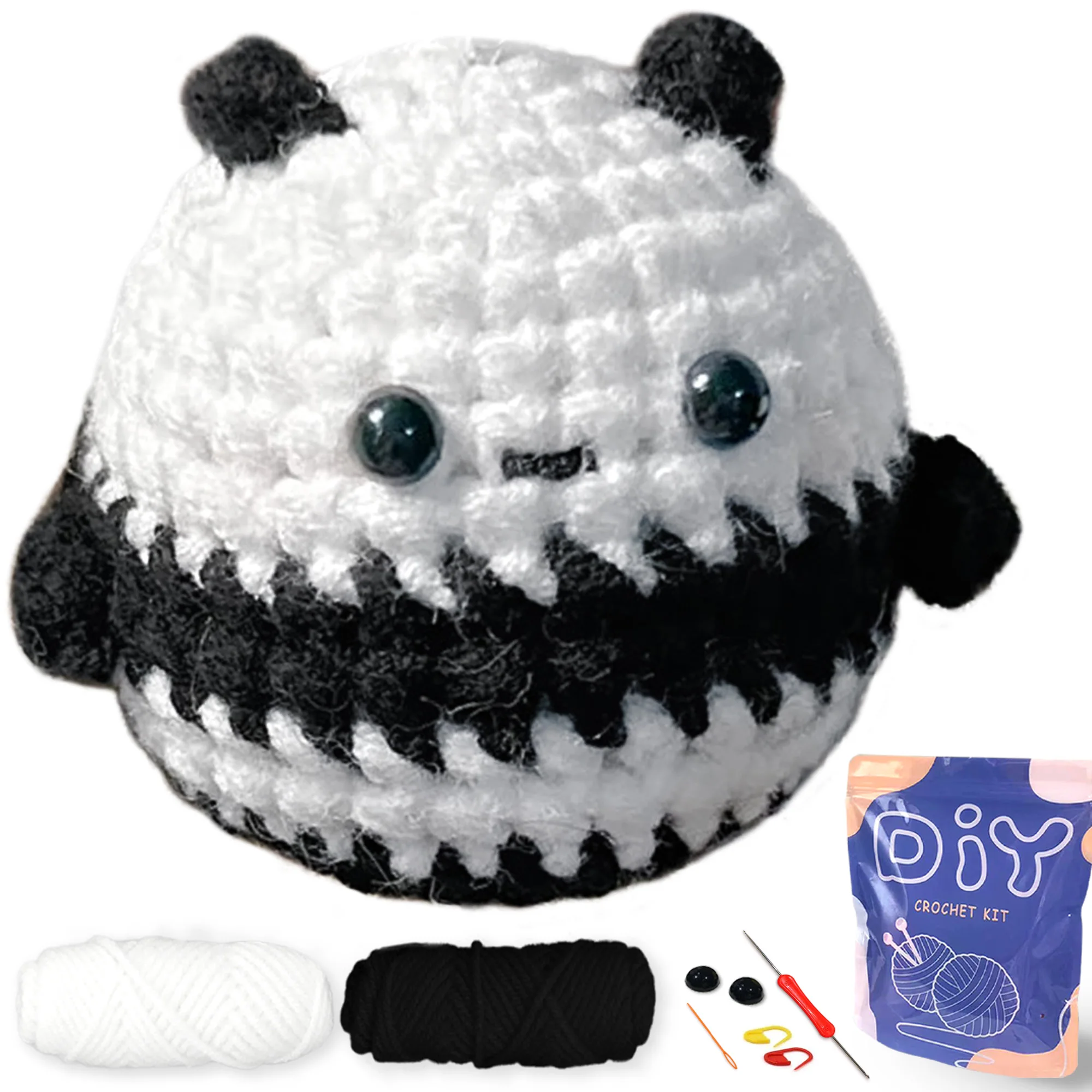 YAMAXIN 1-teiliges Panda-Kugel-Häkelnadel-DIY-Set – Bastelwerkzeug-Set für Anfänger, für Anfänger, einfaches Kunst- und Basteln, Stricken