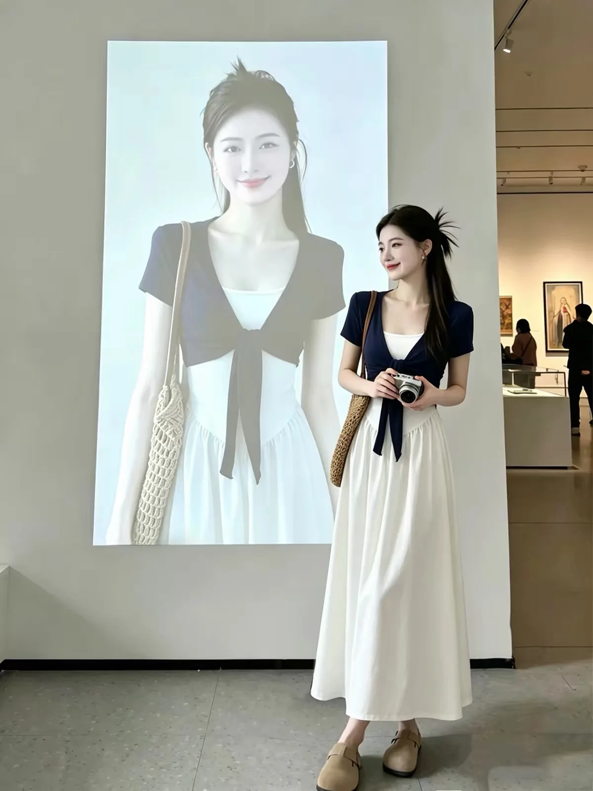 Korean Style Beautiful White Dress Women's Summer Elegant Skirt Slimming OOTD Moonlight First Love Long Dress
