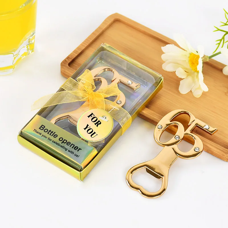 1Pcs Golden Birthday Bottle Opener 18th 30th 40th 60th 65th 80th Birthday Party Wedding Anniversary Decoration Favor Gift Guests