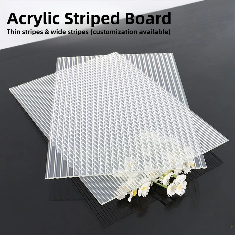 Transparent Acrylic Striped Board Plexiglass Board Partition Stone Pattern Thickness Wide Screen Plastic Board