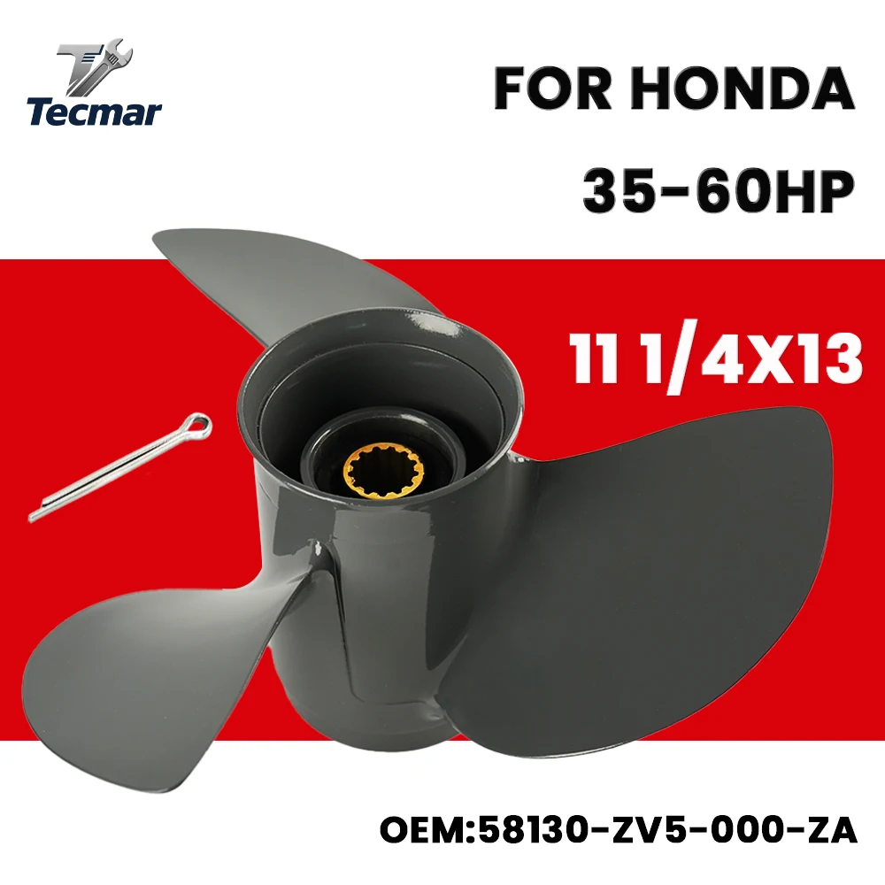 Boat Propeller fit Honda 11 1/4*13 Aluminum Alloy Screw 35 40 45 50 60HP Outboard Engines 3 Blade 13 Spline 58130-ZV5-000-ZA