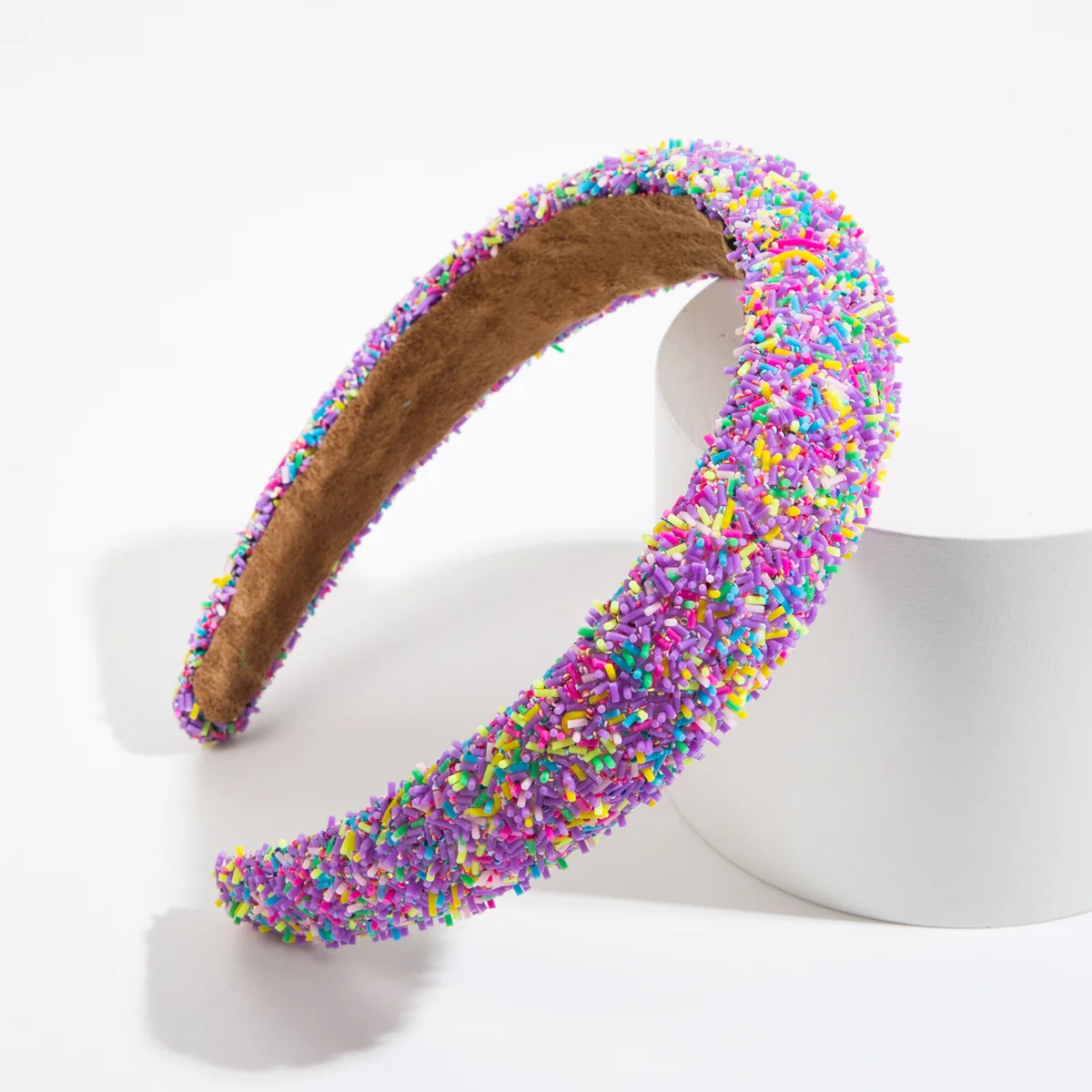 Luxury Spring Colorful Beads Sponge Padded Hairband Headband Adult Hair Accessories Hair Jewley