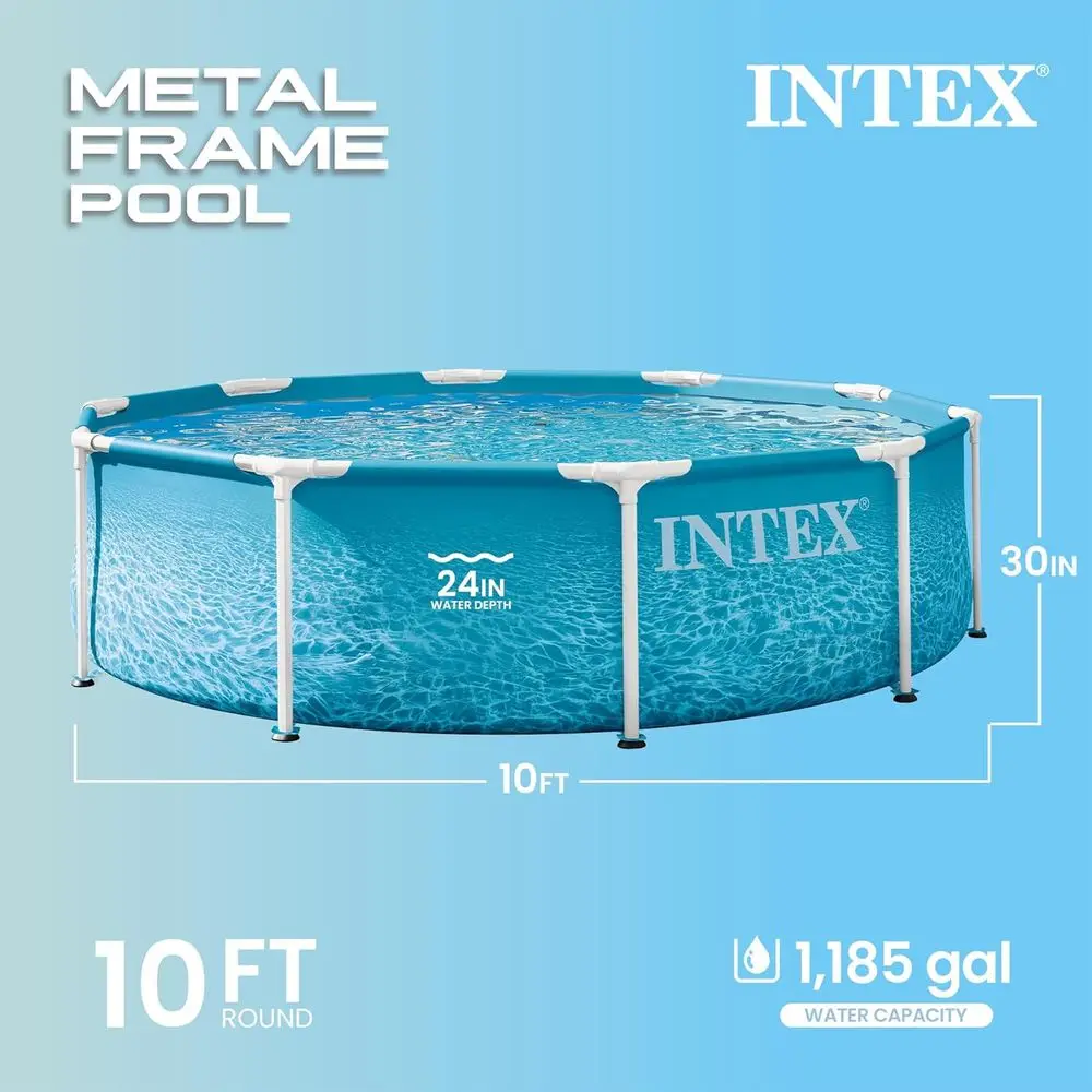 28207EP 10t X 30in Beachside Metal e Above Ground Swimming Pool Set, Includes 330 GPH Cartridge ilter Pump, Puncture-Resistant M