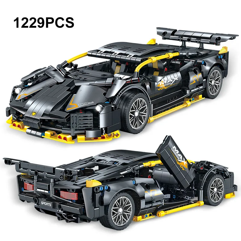 Creative Technical Black Lamborghinied Building Blocks City Sport Speed Racing Car MOC Model Bricks Vehicle Toy Gift For Boy Kid