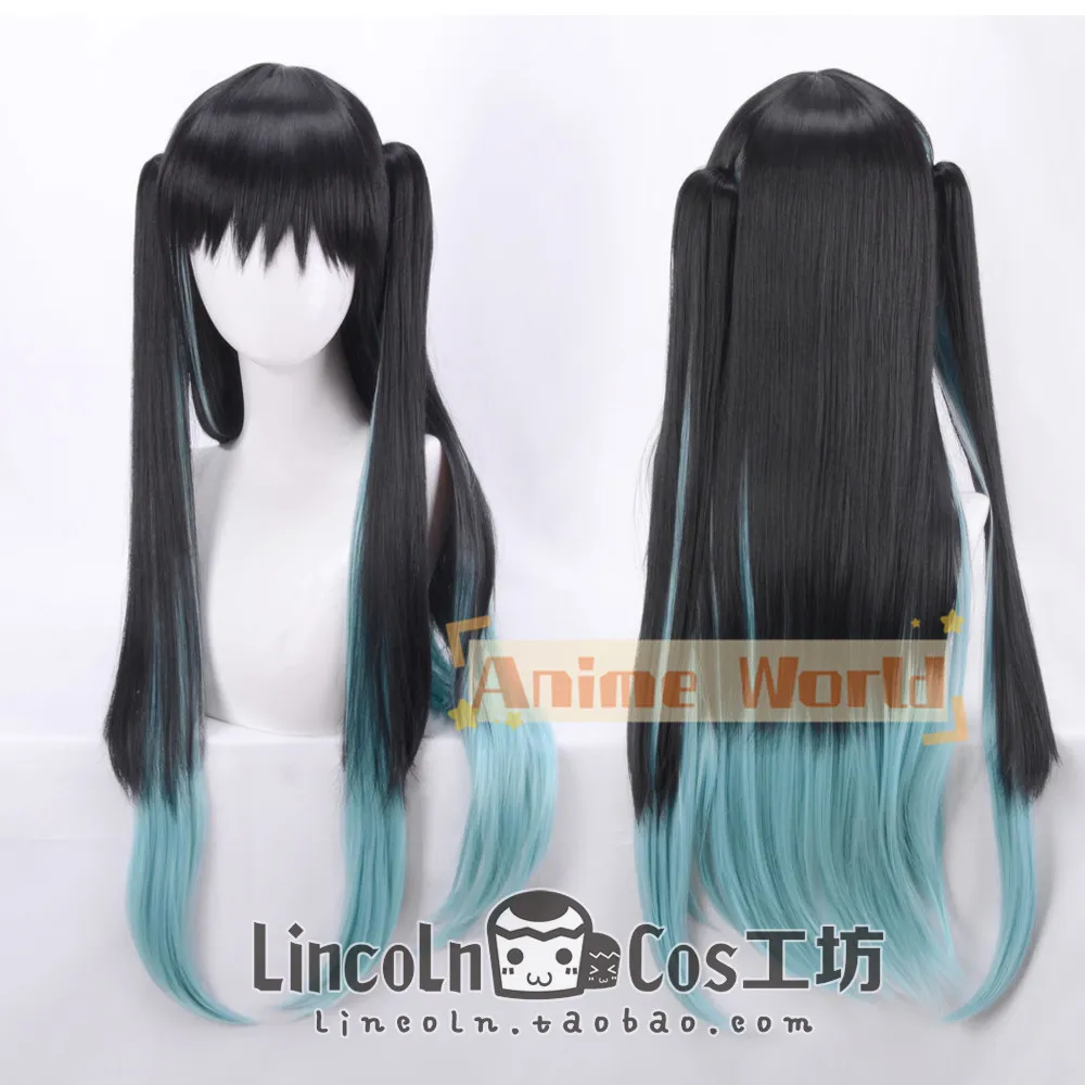Anime Muichiro Tokitou Cosplay Wig Halloween Carnival Party Props Synthetic Hair Heat Resistant Fiber + Wig Cap