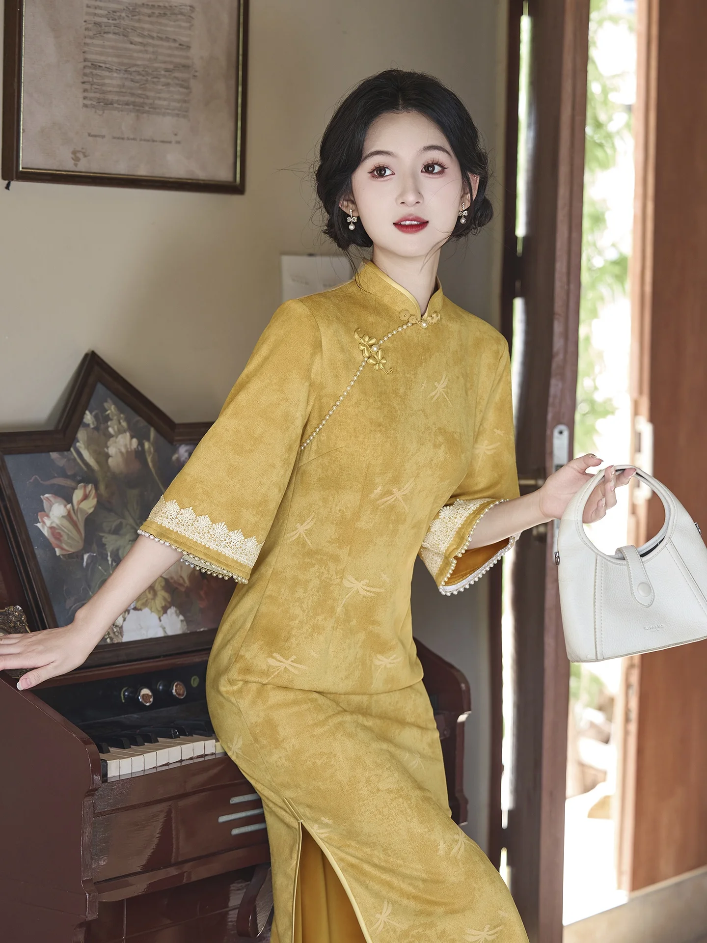 

Весенняя новинка: Китайское повседневное платье-ципао в стиле ретро для девушек, традиционная длинная юбка для свиданий и повседневной носки