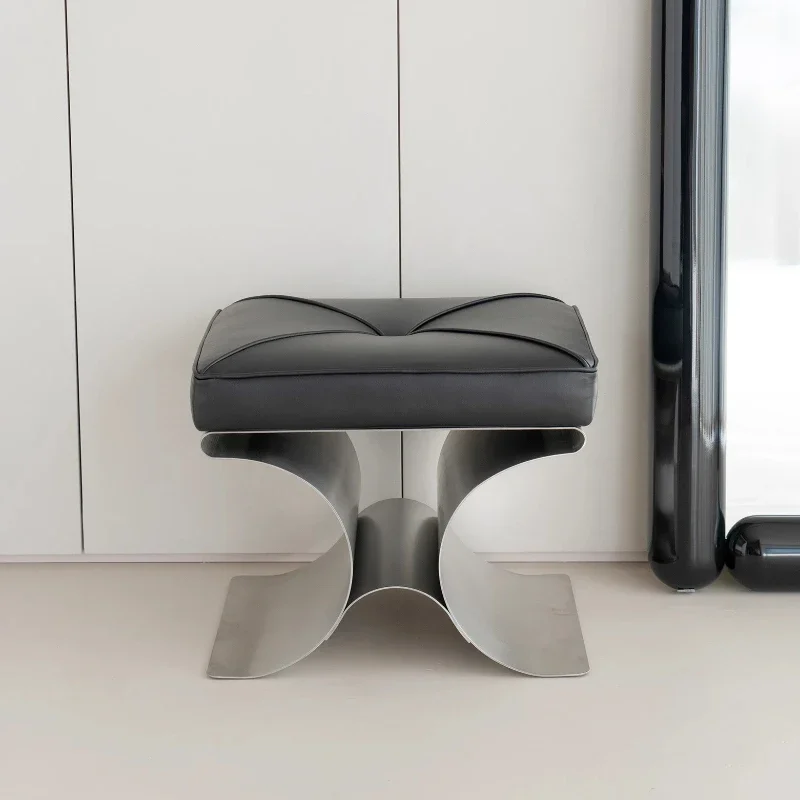 Coco stool/original design/napa leather pedal stool fashion light luxury stainless steel minimalist single seat pier
