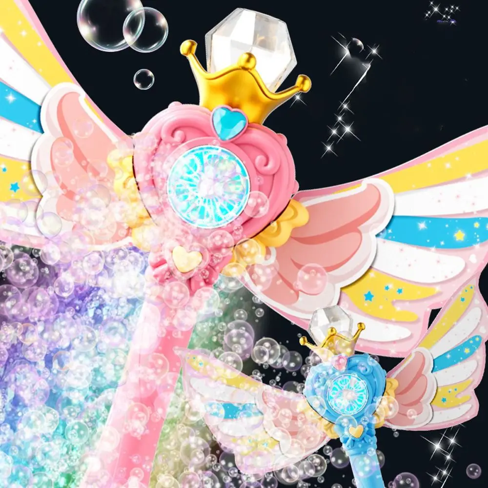 Gift Automatic Electric Bubble Maker Luminous with Wings Bubble Wand Handheld Bubble Machine Wedding Party
