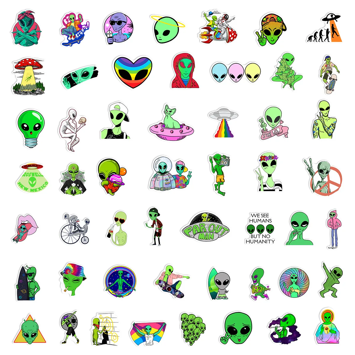 10/25/50pcs Funny Alien Graffiti ET Stickers for DIY Scrapbooking Phone Laptop Motorcycle Luggage Car Skateboard Helmet Bottle