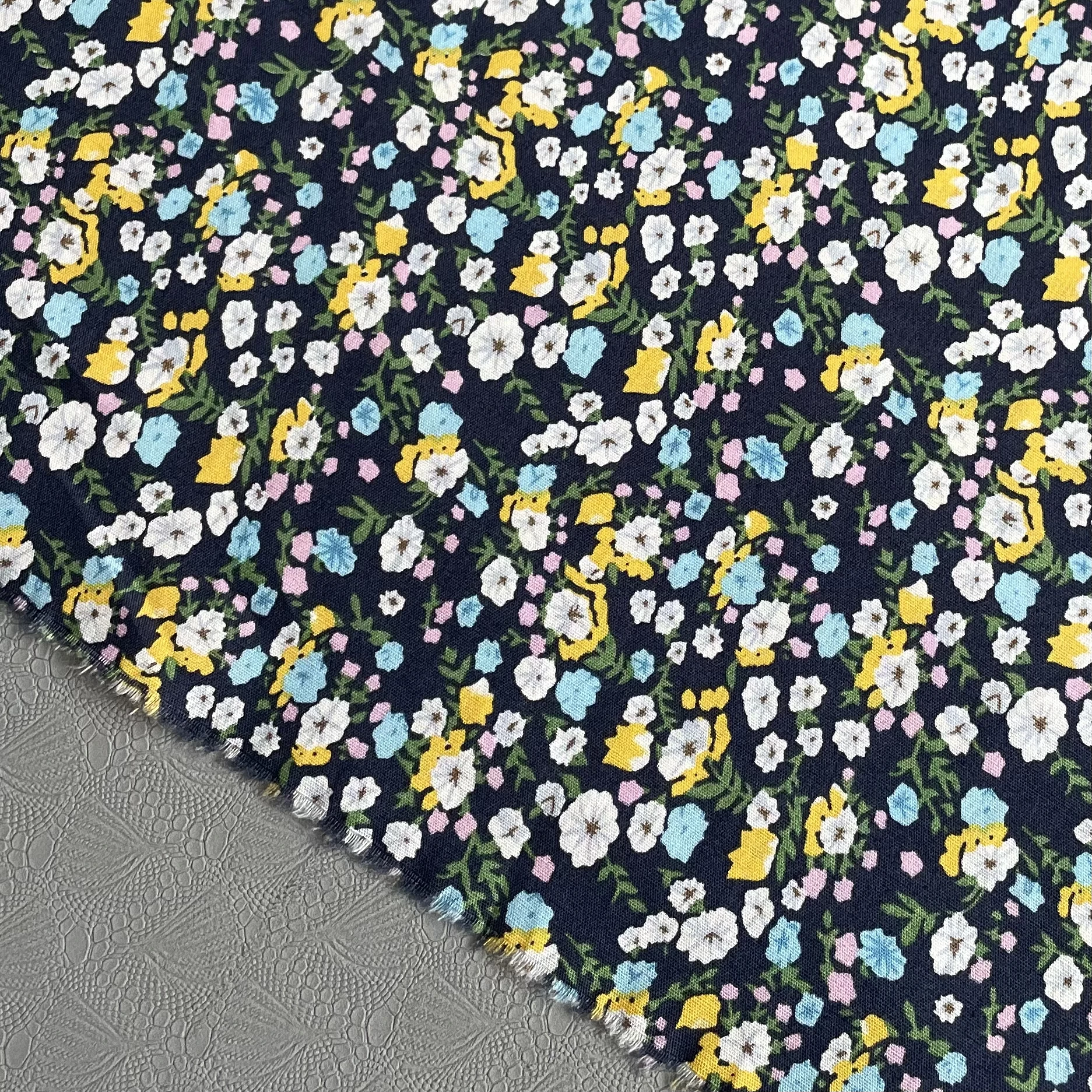 145×50cm 100% Cotton Fabric Poplin Blue Floral Plants Digital Printing For Sewing Cloth Dresses Skirt Kids Designer Handmade