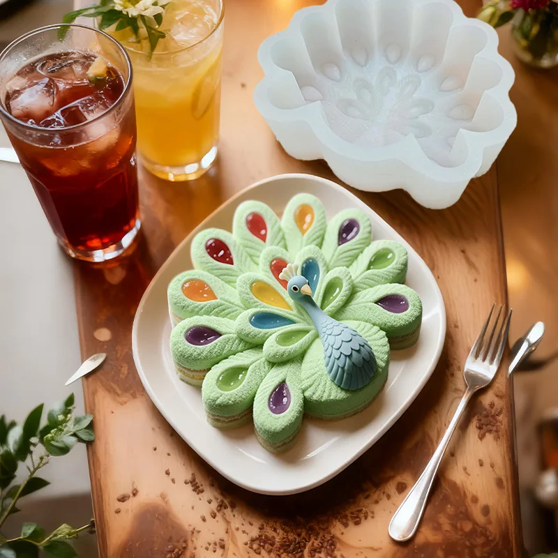 

Colorful Peacock Mousse Cake Silicone Mold - No-Bake Fun Dessert DIY Tool for Chocolate & Sweet Treats