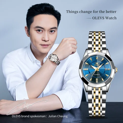 Imagen 2 del producto OLEVS 9977 reloj de pulsera de cuarzo luminoso resistente al agua Original de lujo para mujer relojes con fecha caja de pulsera producto genuino
