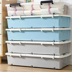 Flat Bed Under-Storage Box with Wheels, Drawer-Style Organizer, Space-Saving Storage with Detachable Wheels for Easy Access
