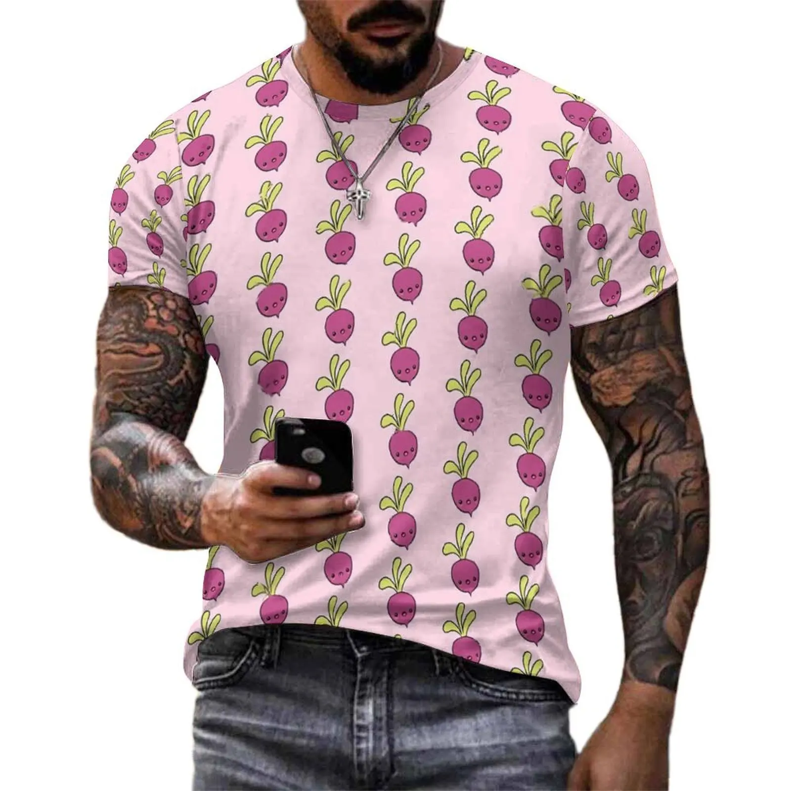 Summer T Shirt Kawaii Radishes T Shirts Vegetable Funny Vintage Tees For Men Short Sleeve Custom Oversized Tops