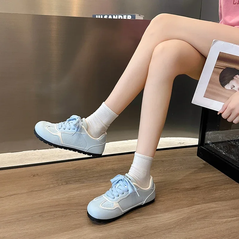2024 Hot Sale Ladies Shoes Lace-up Women's Vulcanize Shoes Fashion Round Toe High Quality Solid Breathable Versatile Sneakers
