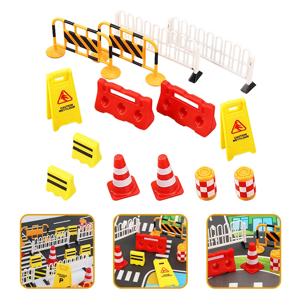 14Pcs Traffic Cones Toy Traffic Barricade Outdoor Playset Toy Plastic Road Street Outdoor Playset Toys for Kids Boys Girls