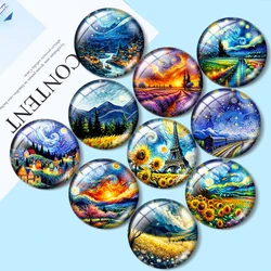 Abstract Art Starry Sky 10pcsColoured drawing12mm/16mm/18mm/25mm Round Photo Glass Cabochon Demo Flat Back Making findings