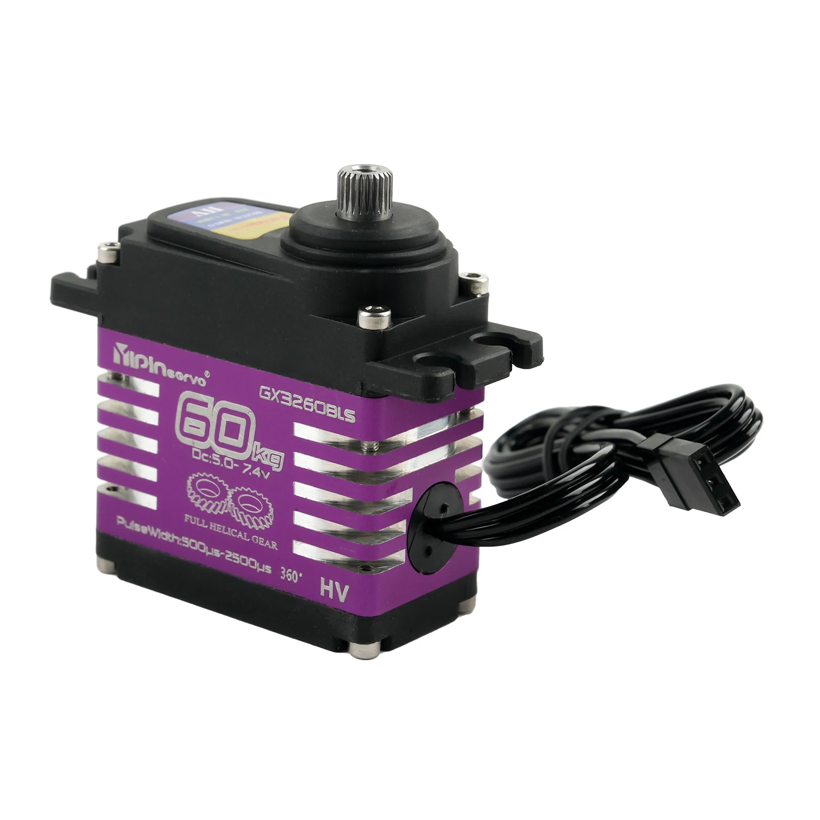 Servo digital de 60kg, à prova d'água, ip68, grande torque, motor sem escova, engrenagem helicoidal de aço, servos 7.4v para carro rc, robô 1/8 1/10