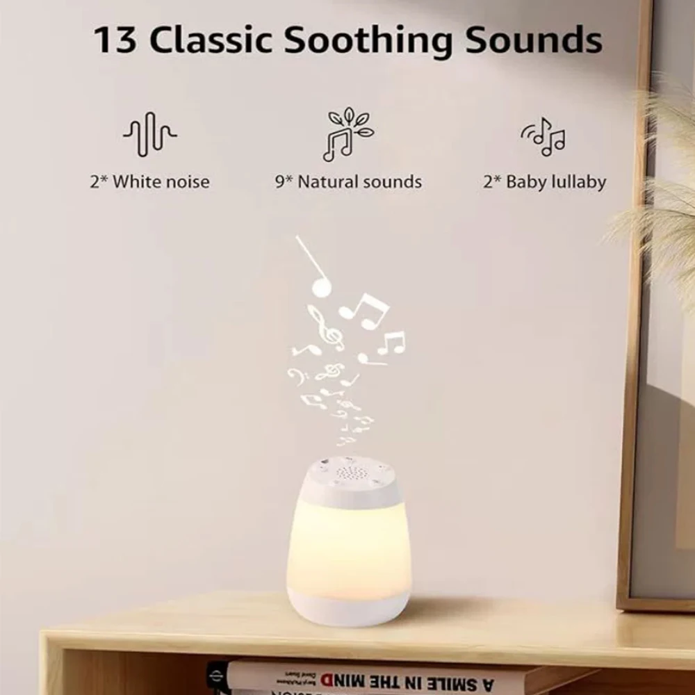 따뜻한 빛 수면 보조 램프, 아기 수면 보조, 음악 플레이어, 수면 보조, 백색 소음 수면 장치