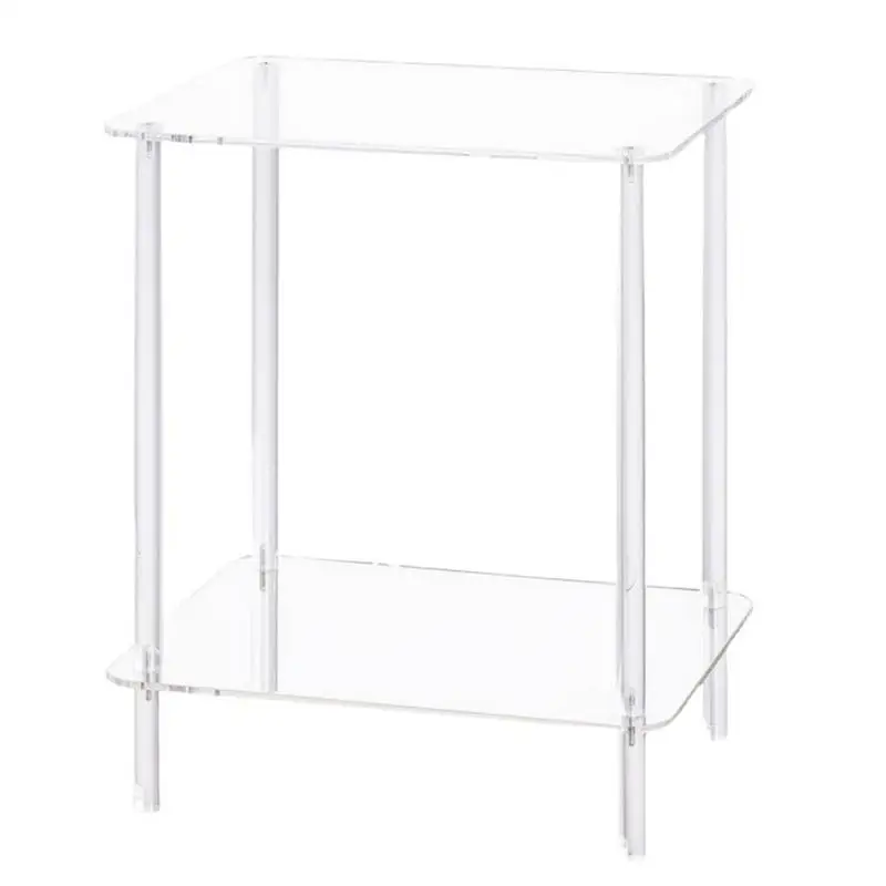 

Acrylic Coffee Table Square Side Table Accent Table Sofa Bedside Table Clear Double Tier Snack Tea Side Table For Living Room