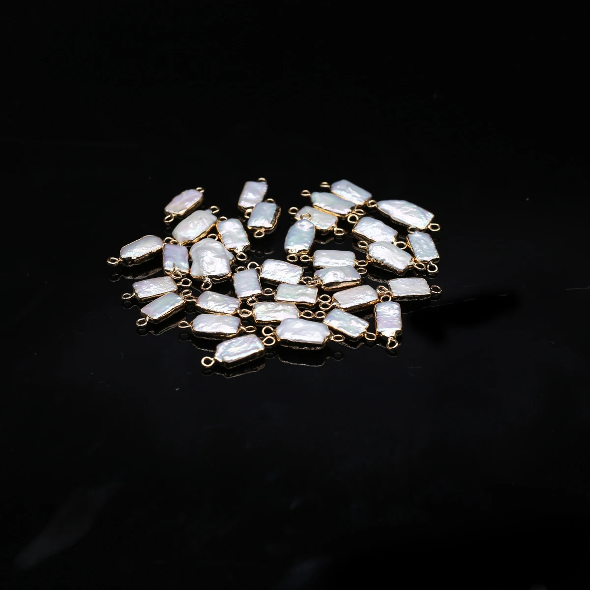 10pcs Natural Baroque Pearl Pendant Connector Rectangle White Pearl Connector for Making DIY Jewerly Earrings Bracelet 21.3x8.2