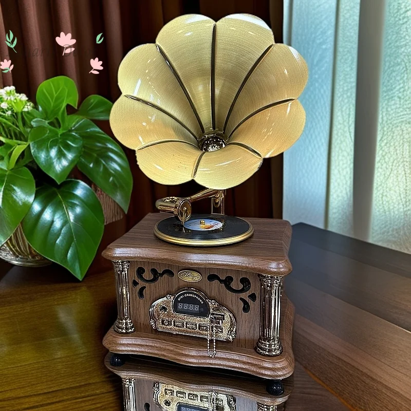 Vintage French vinyl phonograph decorative mini charging bluetooth speaker vintage home pendulum