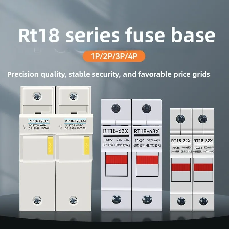 RT18-32X/63X DIN Rail Fuse Holder New Type PVC Thick Copper 1P/2P/3P/4P With LED Indicator