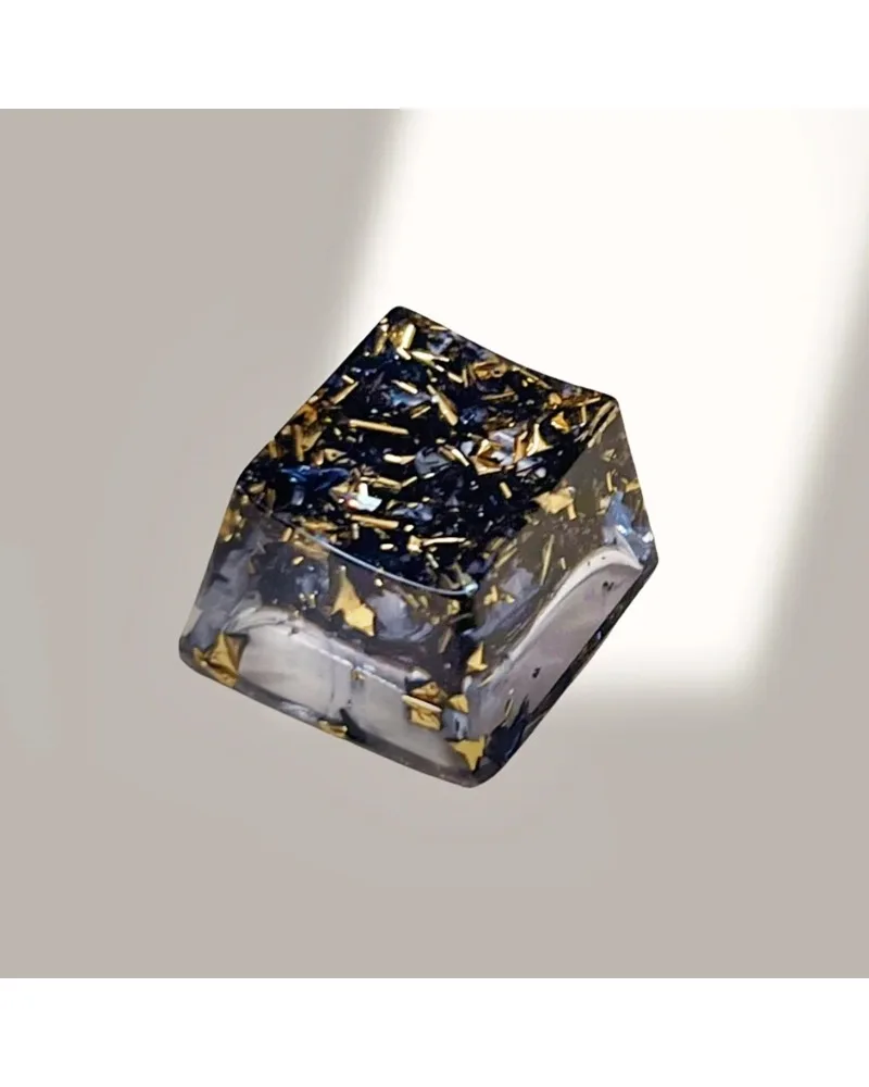 Premium Metal Gold Foil Resin Keycap Clear Light Transmitting DIY Cross Shaft Mechanical Keyboard Cap
