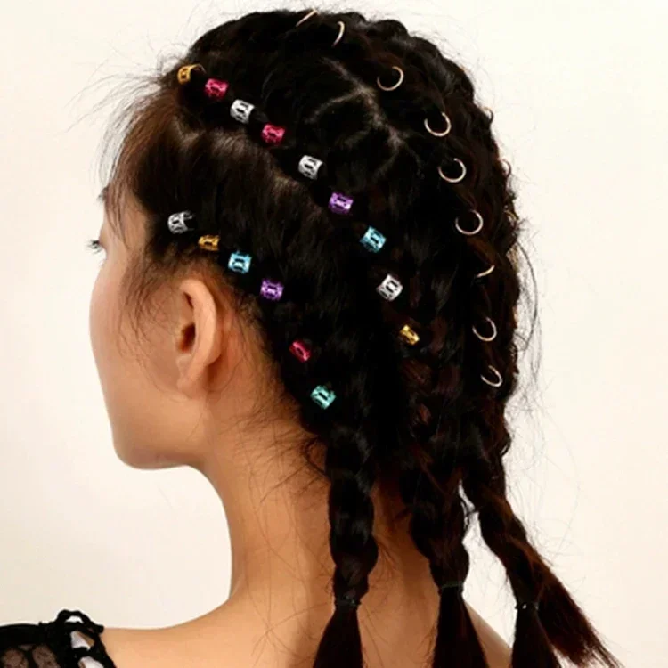 100/500pcs Dreadlock Hair Rings Adjustable Cuff Clip Hair Braids Dirty Braids Bead Hairpin Girl Hair Accessorie Headwear