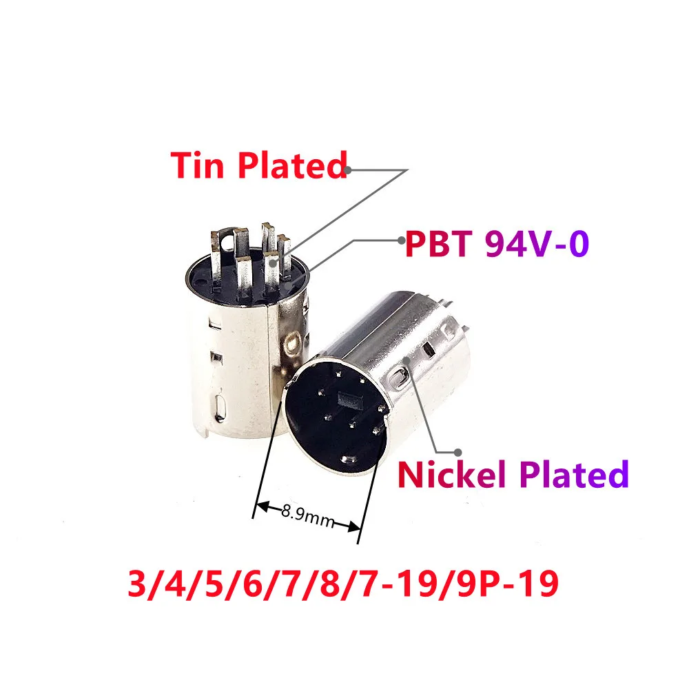 10 30 50 200 500 Pcs Din Plug Male Connector 3 4 5 6 7 8 9 10 Pin Wire Solder Injection Rating 1A 110V 2A 12V Mini Circular DIN