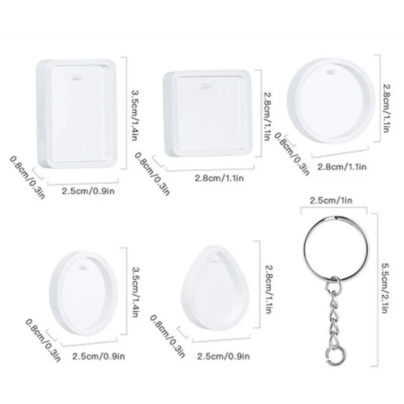 20-teiliges DIY Schlüsselanhänger-Gießformen-Set aus Silikon mit Schlüsselringen, Kunsthandwerkswerkzeugen, Kristall-Epoxidharz-Gießform – Detail 4