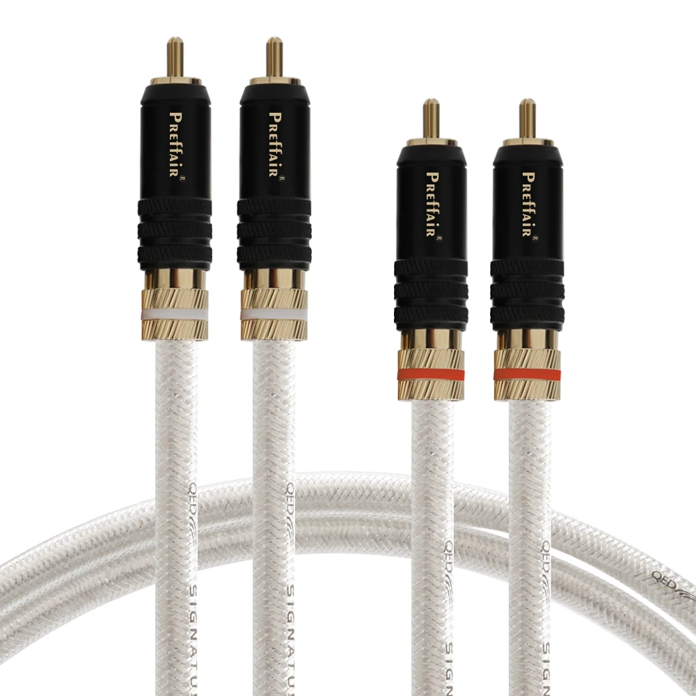 

QED Silver-plated Signature Hifi RCA Audio Cable 6N OFC 2RCA Interconnect Cable with Gold-Plated RCA plug