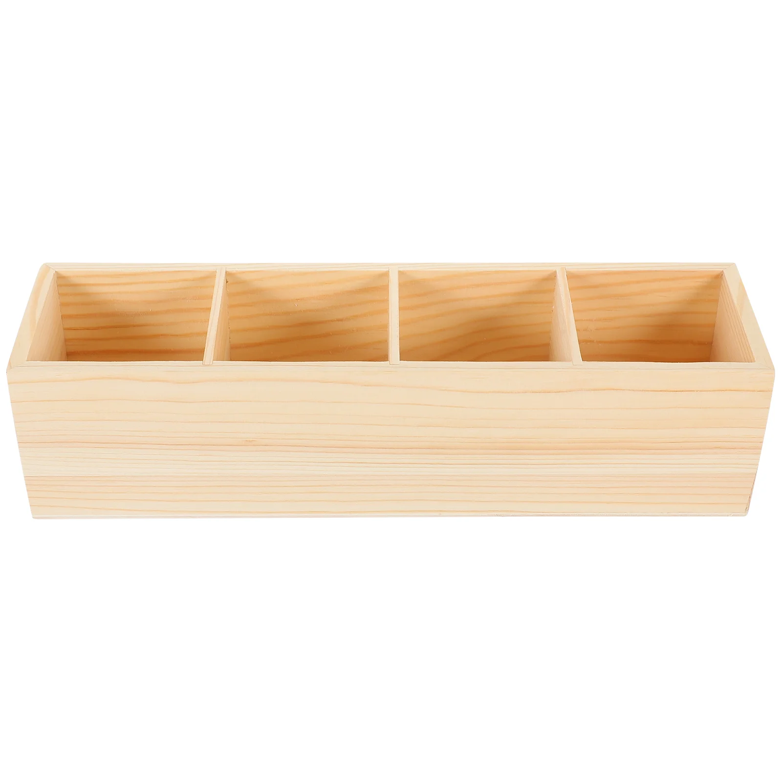 

Wooden Multi-grid Pen Holder Cup Desktop Organizer Brush Makeup Cosmetics Pine Home Office Accessories