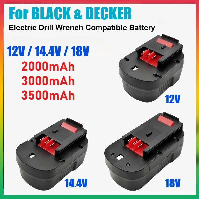 

2.0Ah-3.5Ah 12V 14.4V 18V Rechargeable Battery for BLACK & DECKER Electric Drill A1712 A144 A18 Replacement Lithium Batteries