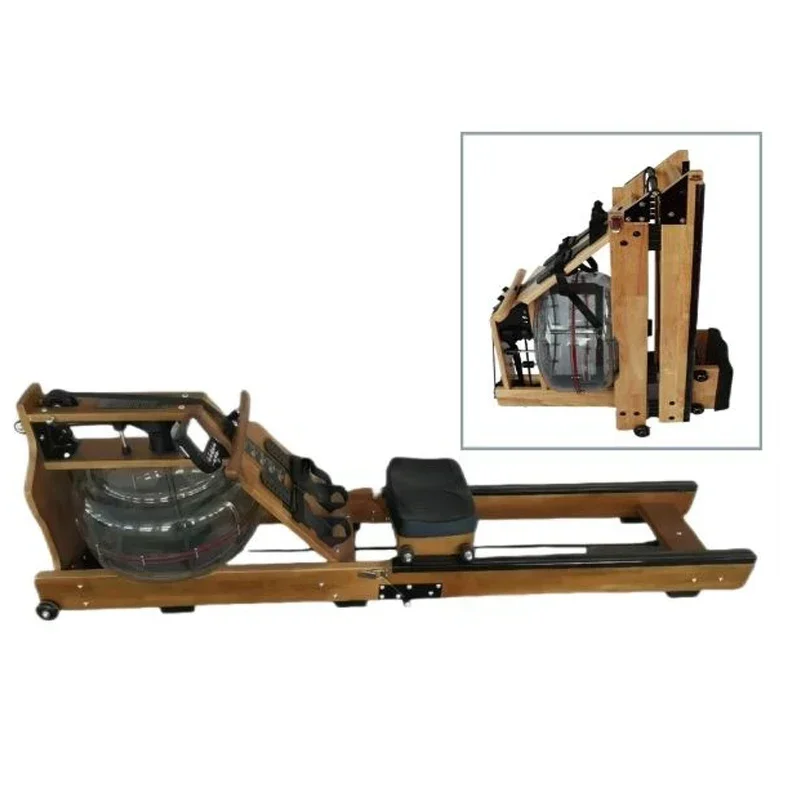 Wooden Water-resistant Indoor Cardio Gym Rowing Machine Use Cardio Fitness Equipment Wood Box Bluetooth App Compatible for Home