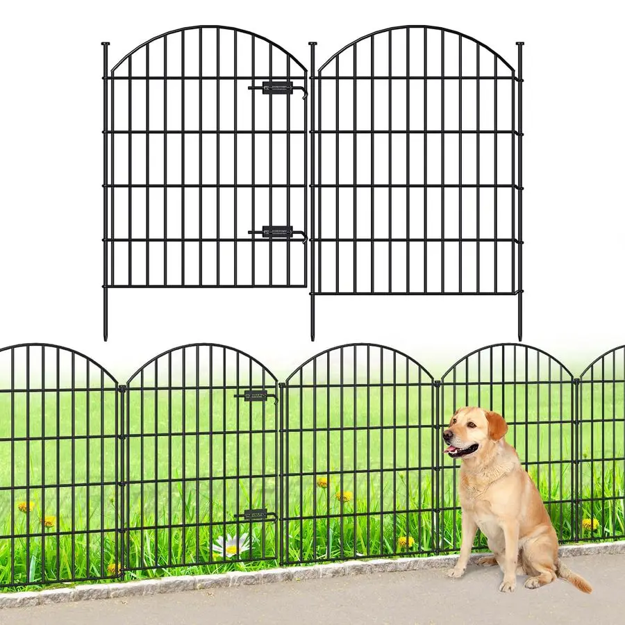 

Садовый забор с воротами, 91 см (В) x 5,7 м (Д), 7 секций, ограждение для собак, бордюрное ограждение, барьер для животных, садовое ограждение без копания для двора