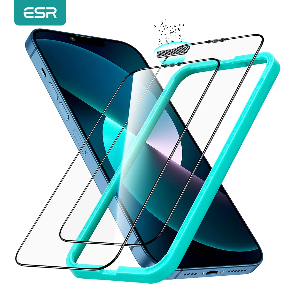 ESR Armorite Screen Protector for iPhone 14 Glass for 13 Pro Max for iPhone 13 Pro With earpiece dust Protection Black Edge Film