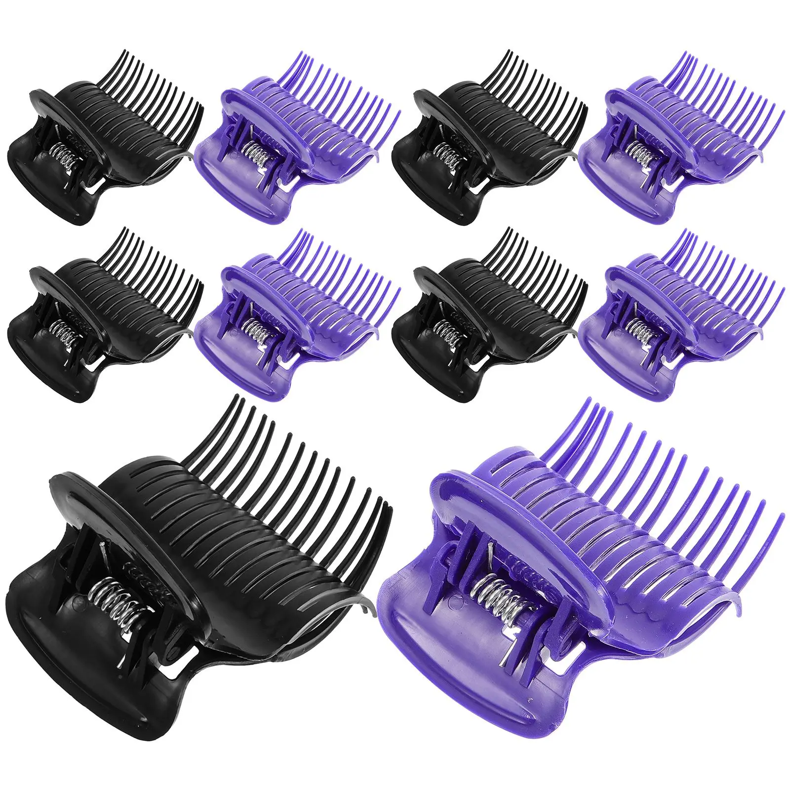 

12 Pcs Hot Roller Clips Curler Claw Hair Style Jaw Clamps Black Purple Replacement Lightweight Salon Home Use Hair Accessories