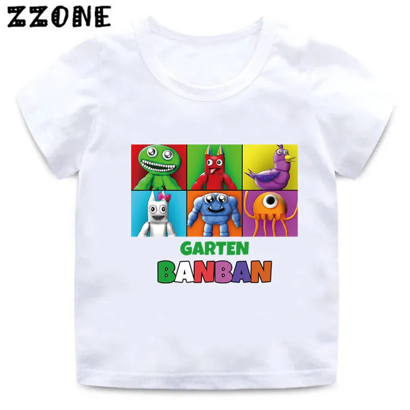 Gorąca gra Garten z nadrukiem Banban z kreskówki koszulki dla dzieci śliczne śmieszne dziewczyny ubrania dla chłopców T shirt letnie dzieci topy,