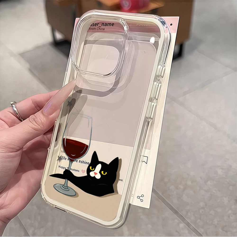 Dinner Cat Print Clear Phone Case For Samsung Galaxy S26 S25 S24 S23 S22 Plus UItra A57 A55 A54 A37 A36 A35 A16 Silicone Cover