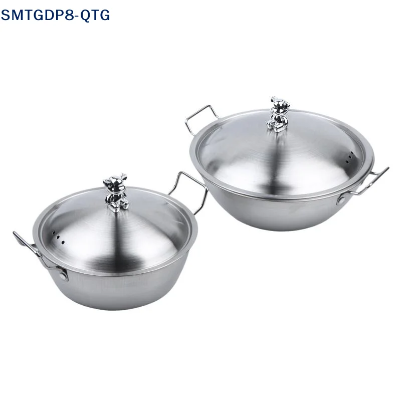 201 Stainless Steel Salad Bowl Melting Boiling Pot Instant Noodle Bowl Korean Rice Wine Bowl With Double-ear Handle Snack Basket