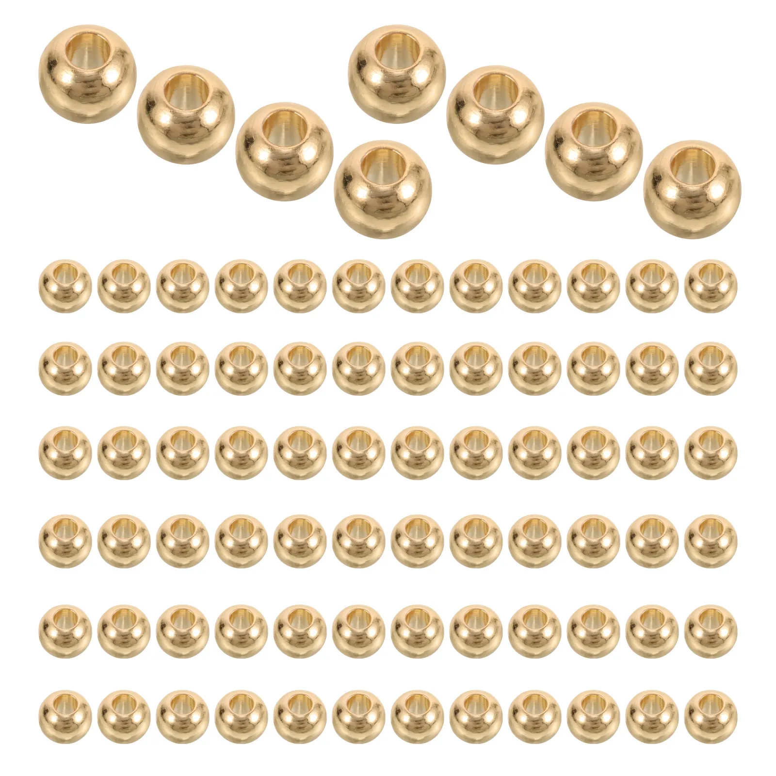 100Pcs Smooth Golden Metal Spacer Beads Round Ball Beads for Jewelry Making Bracelets Necklaces Earrings Bracelet Spacers