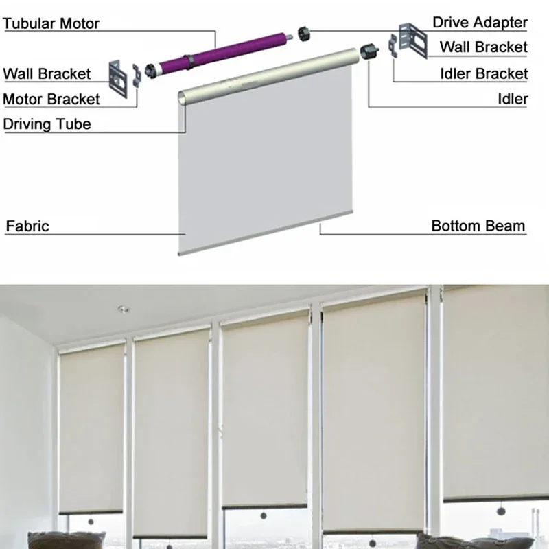 Universal Customized 50mm Aluminum Alloy Tube for Roller Blinds 35mm Curtain Motor