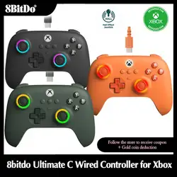 8BitDo Ultimate C Wired Controller USB Gamepad with Hall Effect Joysticks for PC Windows and Xbox Series X、Series S, Xbox One,.